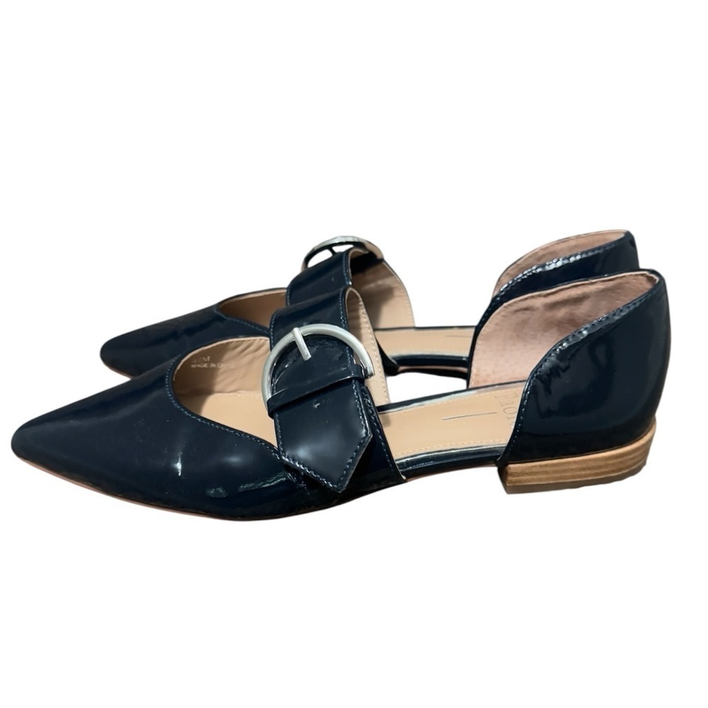 Linea Paolo Dean Navy Patent Leather Pointy Mary Jane Flats Buckle d'Orsay 6.5M - Picture 6 of 8
